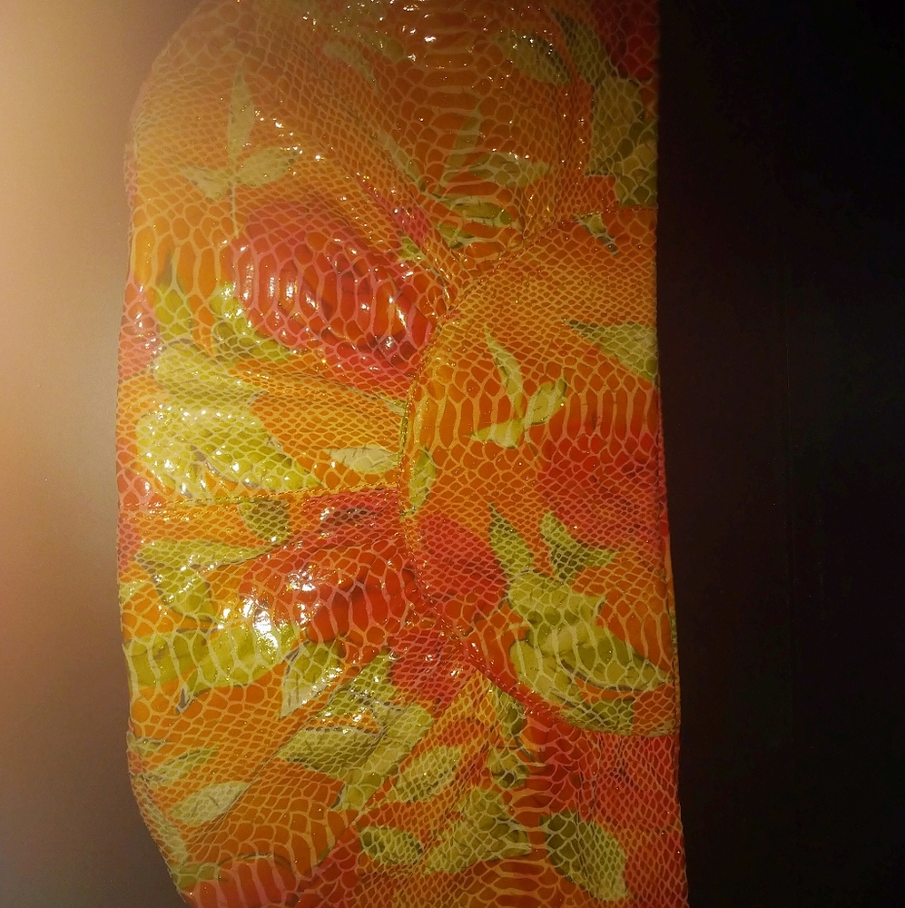 Floral leather clutch